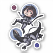 Space Dinosaur Sticker (Voorkant)