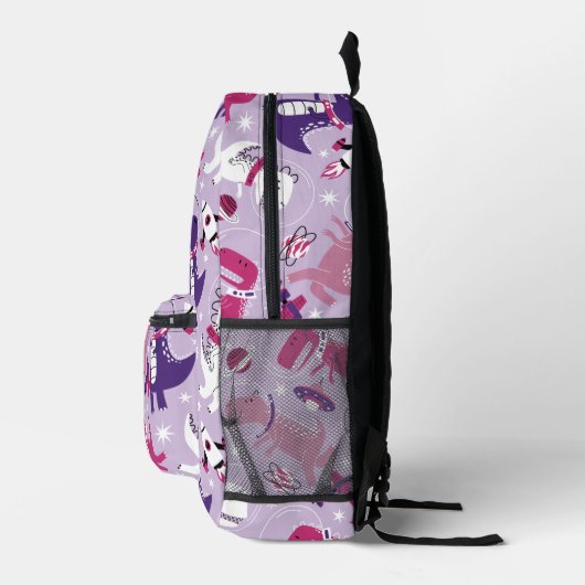 Space Dinosaurs, Cute Dinosaurs, Stars, Space Ship Bedrukte Rugzak (Rechts)