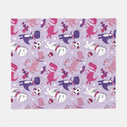 Space Dinosaurs, Cute Dinosaurs, Stars, Space Ship Fleece Deken (Voorkant (Horizontaal))