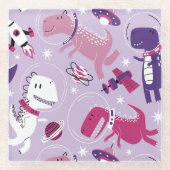 Space Dinosaurs, Cute Dinosaurs, Stars, Space Ship Glazen Onderzetter (Voorkant)