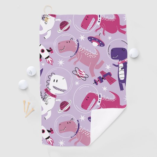 Space Dinosaurs, Cute Dinosaurs, Stars, Space Ship Golfhanddoek (Insitu)