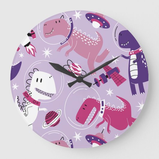 Space Dinosaurs, Cute Dinosaurs, Stars, Space Ship Grote Klok (Voorkant)