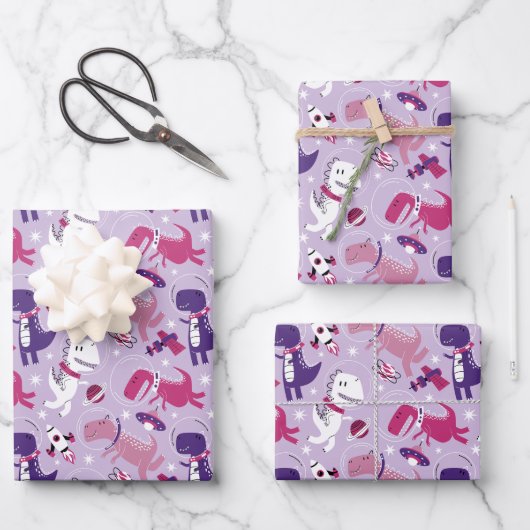 Space Dinosaurs, Cute Dinosaurs, Stars, Space Ship Inpakpapier Vel (Voorkant)