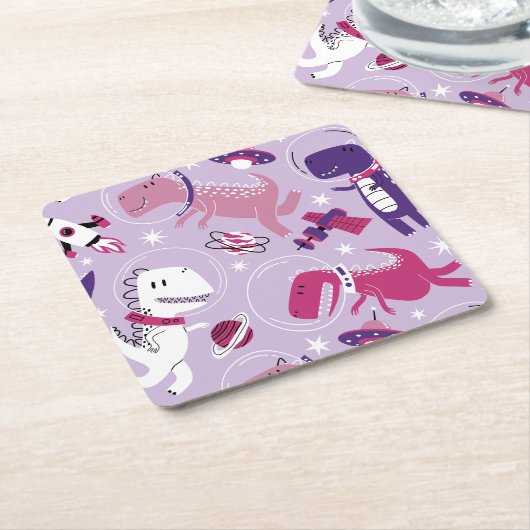 Space Dinosaurs, Cute Dinosaurs, Stars, Space Ship Kartonnen Onderzetters (Schuin)