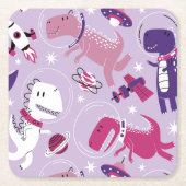 Space Dinosaurs, Cute Dinosaurs, Stars, Space Ship Kartonnen Onderzetters (Voorkant)