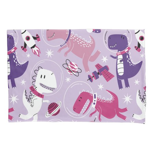 Space Dinosaurs, Cute Dinosaurs, Stars, Space Ship Kussensloop (Voorkant)