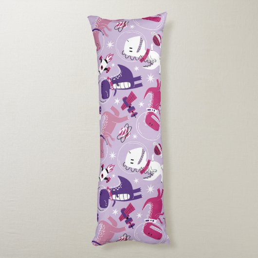 Space Dinosaurs, Cute Dinosaurs, Stars, Space Ship Lichaamskussen (Achterkant (Verticaal))