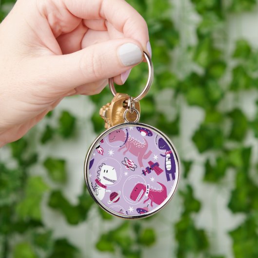 Space Dinosaurs, Cute Dinosaurs, Stars, Space Ship Sleutelhanger (Hand)