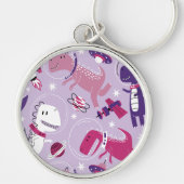 Space Dinosaurs, Cute Dinosaurs, Stars, Space Ship Sleutelhanger (Voorkant)