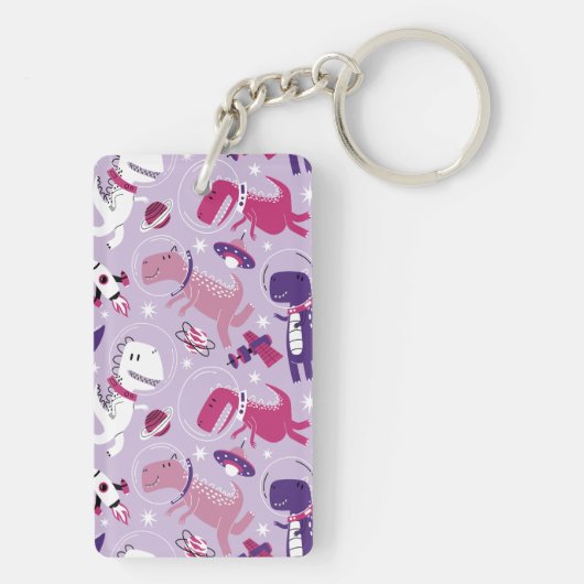 Space Dinosaurs, Cute Dinosaurs, Stars, Space Ship Sleutelhanger (achterkant)