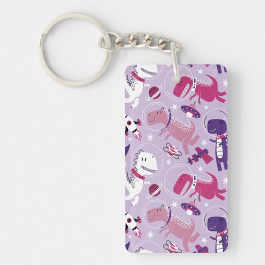 Space Dinosaurs, Cute Dinosaurs, Stars, Space Ship Sleutelhanger (Voorkant)