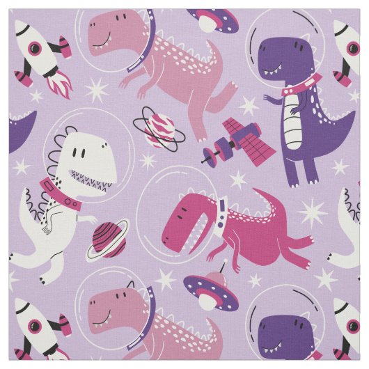 Space Dinosaurs, Cute Dinosaurs, Stars, Space Ship Stof (Swatch)