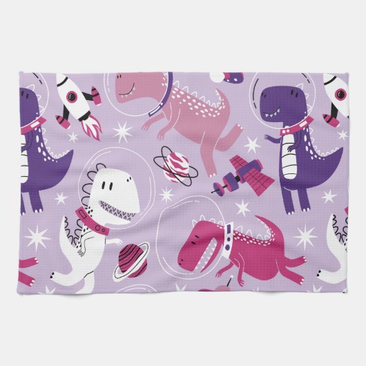 Space Dinosaurs, Cute Dinosaurs, Stars, Space Ship Theedoek (Horizontaal)