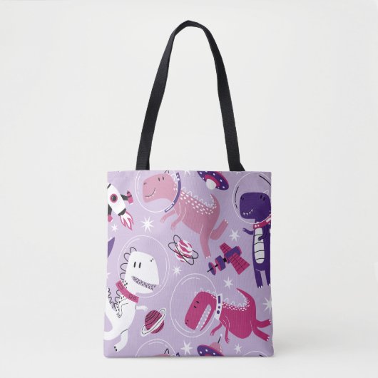 Space Dinosaurs, Cute Dinosaurs, Stars, Space Ship Tote Bag (Voorkant)