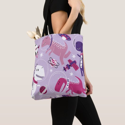 Space Dinosaurs, Cute Dinosaurs, Stars, Space Ship Tote Bag (Dichtbij)