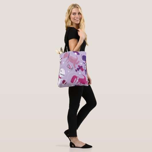 Space Dinosaurs, Cute Dinosaurs, Stars, Space Ship Tote Bag (Op model)