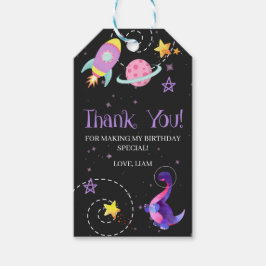 Space Dinosaurus Galaxy Verjaardagsgunst Cadeaulabel