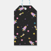 Space Dinosaurus Galaxy Verjaardagsgunst Cadeaulabel (Achterkant)