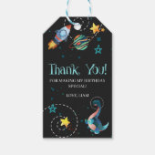 Space Dinosaurus Galaxy Verjaardagsgunst Cadeaulabel (Voorkant)