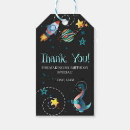 Space Dinosaurus Galaxy Verjaardagsgunst Cadeaulabel