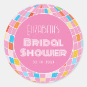 Space Disco Roze Bruidsfeest Borrel Ronde Sticker (Voorkant)