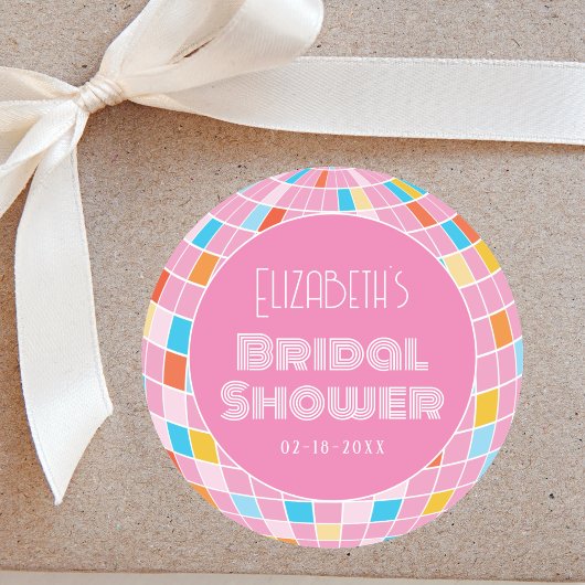 Space Disco Roze Bruiloftsfeest Ronde Sticker