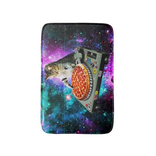 Space dj cat pizza badmat (Voorkant Verticaal)