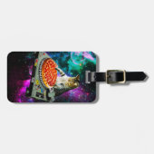 Space dj cat pizza bagagelabel (Voorkant horizontaal)