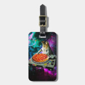 Space dj cat pizza bagagelabel (Voorkant verticaal)