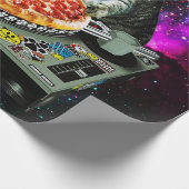 Space dj cat pizza cadeaupapier (Hoek)