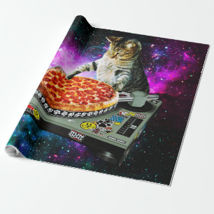 Space dj cat pizza cadeaupapier
