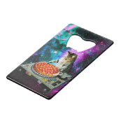 Space dj cat pizza creditkaart flessenopener (Voorkant Gekanteld)