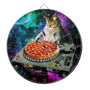 Space dj cat pizza dartbord