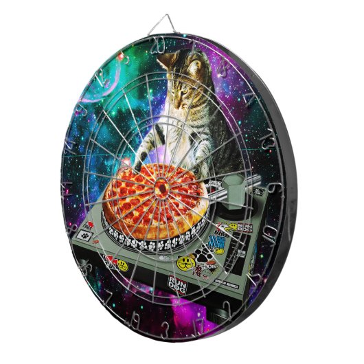 Space dj cat pizza dartbord (Voorkant Rechts)