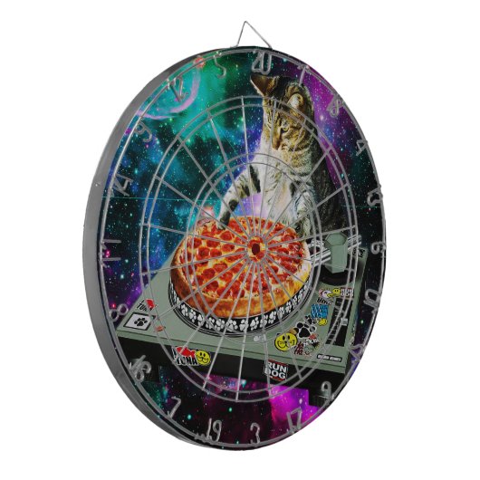 Space dj cat pizza dartbord (Voorkant Links)