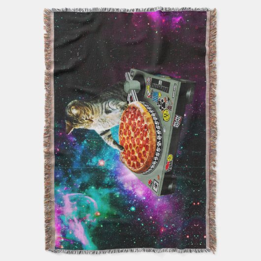 Space dj cat pizza deken (Voorkant Verticaal)