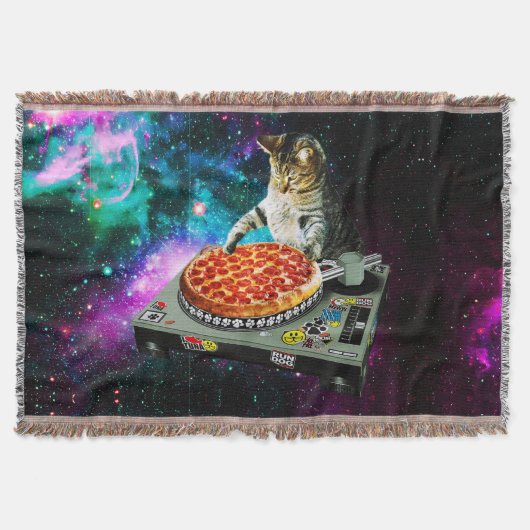 Space dj cat pizza deken (Voorkant)