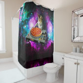 Space dj cat pizza douchegordijn (In situ)