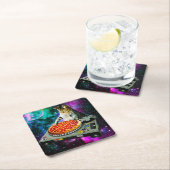 Space dj cat pizza kartonnen onderzetters (Insitu)