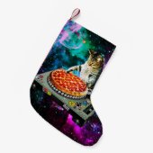 Space dj cat pizza kleine kerstsok (Voorkant (Hangend))