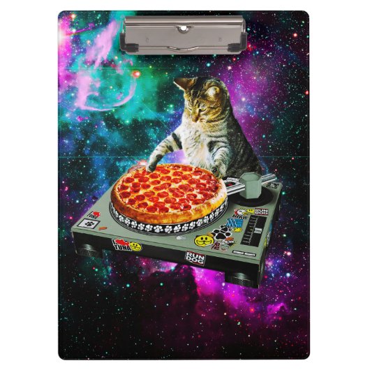 Space dj cat pizza klembord (Voorkant)