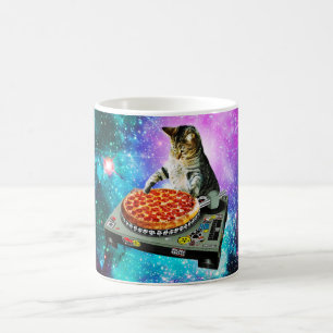 Space dj cat pizza koffiemok