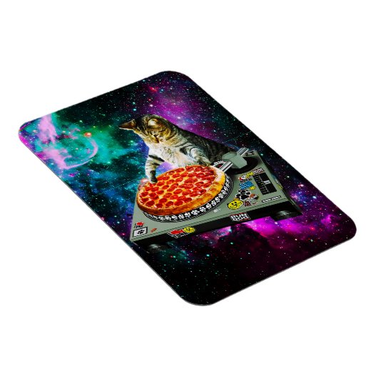 Space dj cat pizza magneet (Rechterzijde)