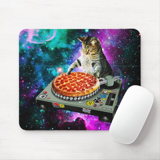 Space dj cat pizza muismat (Met muis)