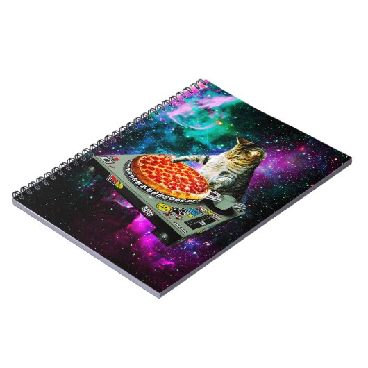 Space dj cat pizza notitieboek (Linkerzijde)