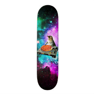 Space dj cat pizza persoonlijk skateboard