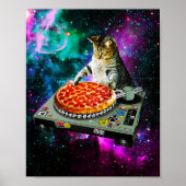 Space dj cat pizza poster (Voorkant)