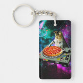 Space dj cat pizza sleutelhanger (Voorkant)