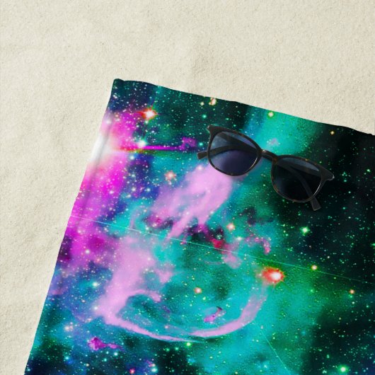 Space dj cat pizza strandlaken (In situ)