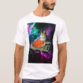 Space dj cat pizza t-shirt (Voorkant)